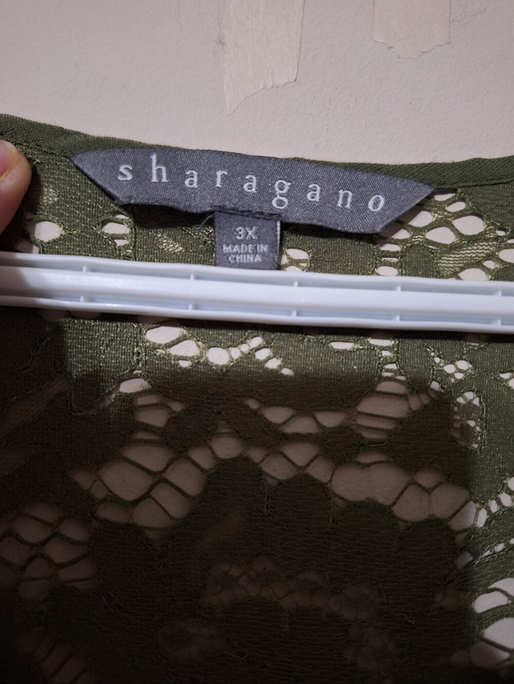 Sharagano Olive Green Floral Lace Yoke Flowy Boho Tunic Dress Plus Size 3X - Picture 3 of 9